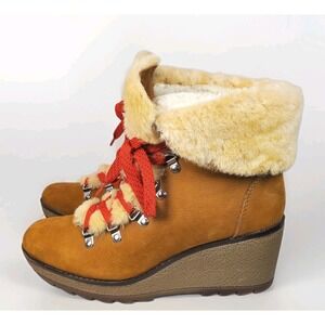 J Crew‎ Fur Lined Winter Nordic Wedge Snow Boots in Luxe Pecan K2901 Size 10